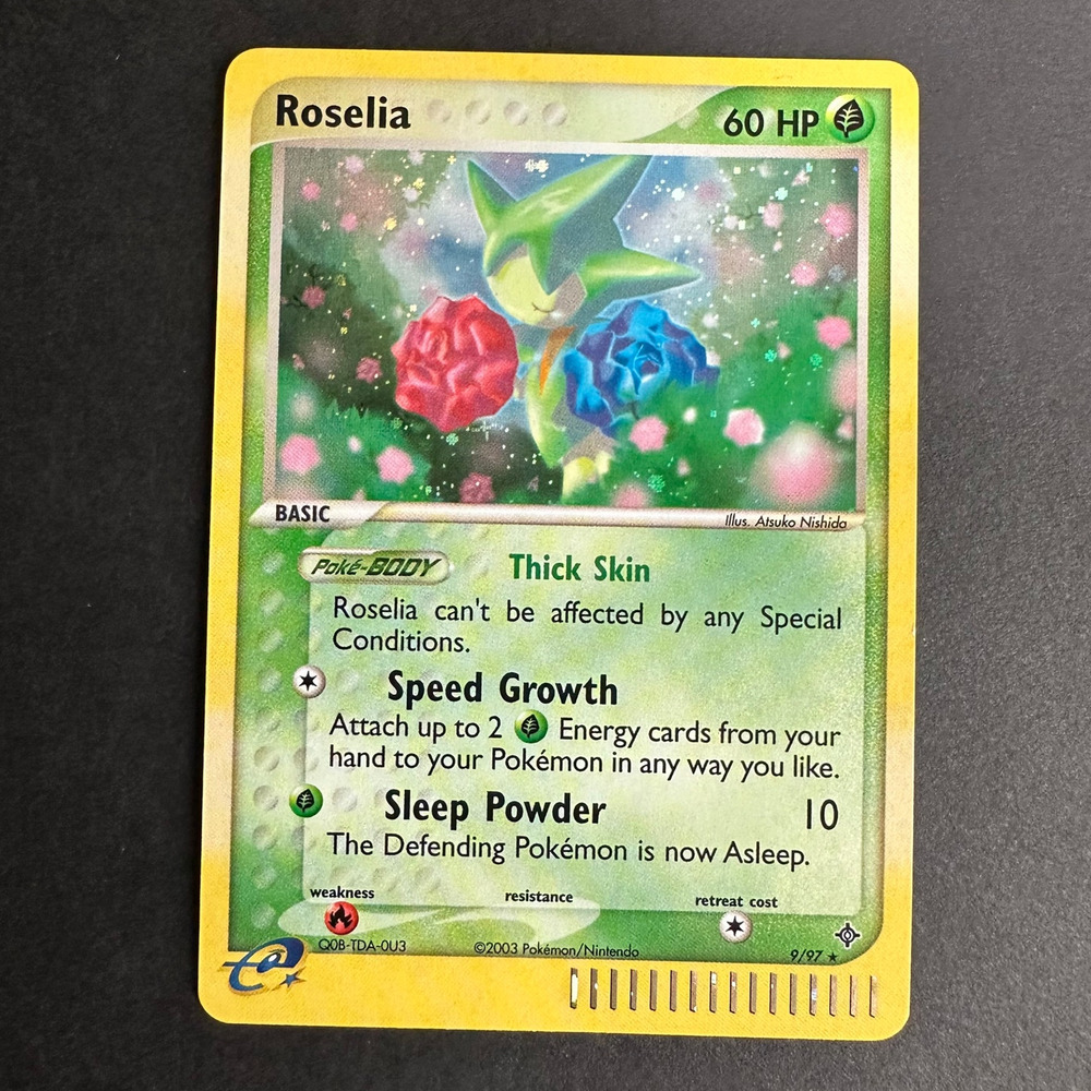 Pokemon TCG Roselia EX Dragon Holo Rare 9/97 Holofoil Near Mint SWIRL